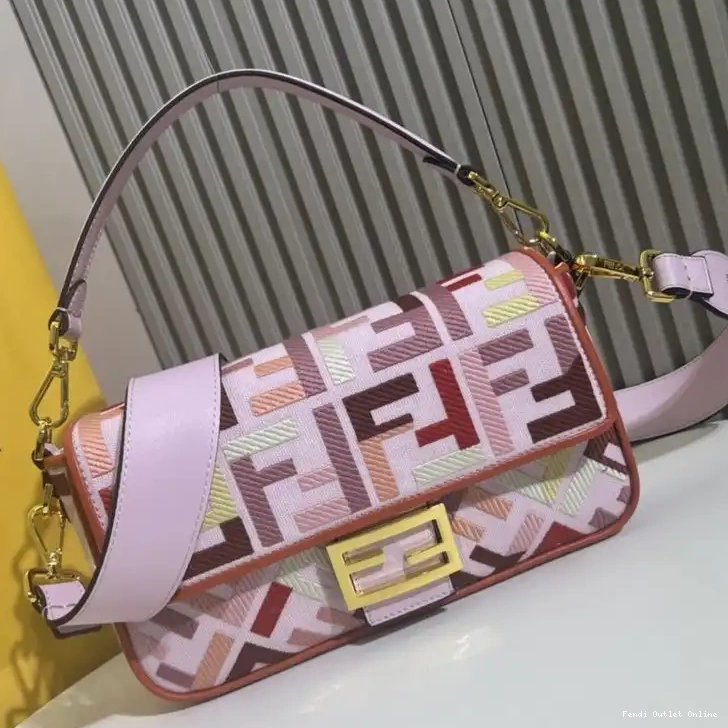 Cheap Motif Pink In Baguette Multi FF Canvas Medium Fendi Bag 0513